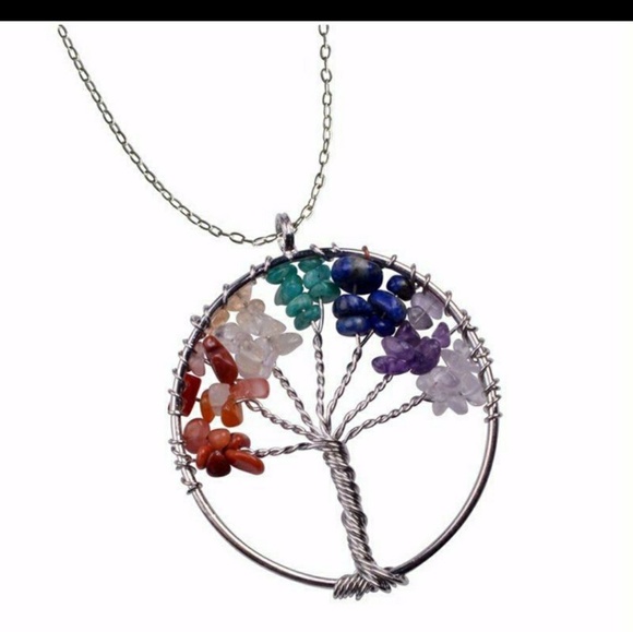 Tree of life 7 chakras natural stone pendant - Picture 5 of 6